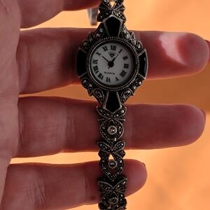Beautiful antique silver watch opal stones